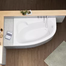 HD Wave 150x100 cm széles aszimmetrikus íves balos akril sarokkád