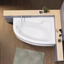 HD Wave 150x100 cm széles aszimmetrikus íves jobbos akril sarokkád lábbal és előlappal