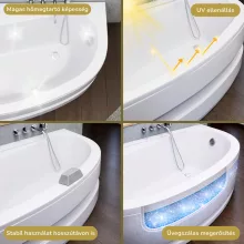 HD Wave 150x100 cm széles aszimmetrikus íves jobbos akril sarokkád lábbal és előlappal