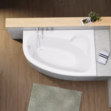 HD Wave 150x100 cm széles aszimmetrikus íves jobbos akril sarokkád lábbal