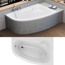 HD Wave 150x100 cm széles aszimmetrikus íves jobbos akril sarokkád