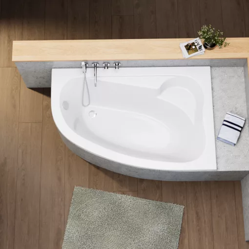 HD Wave 150x100 cm széles aszimmetrikus íves jobbos akril sarokkád