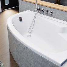 HD Wave 150x100 cm széles aszimmetrikus íves jobbos akril sarokkád