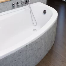 HD Wave 160x100 cm széles aszimmetrikus íves balos akril sarokkád lábbal