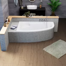 HD Wave 160x100 cm széles aszimmetrikus íves balos akril sarokkád