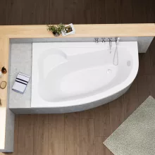 HD Wave 160x100 cm széles aszimmetrikus íves balos akril sarokkád