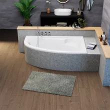 HD Wave 160x100 cm széles aszimmetrikus íves jobbos akril sarokkád lábbal