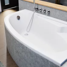 HD Wave 160x100 cm széles aszimmetrikus íves jobbos akril sarokkád lábbal