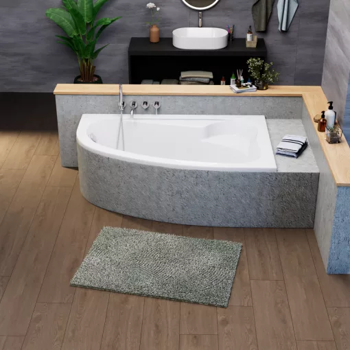 HD Wave 160x100 cm széles aszimmetrikus íves jobbos akril sarokkád