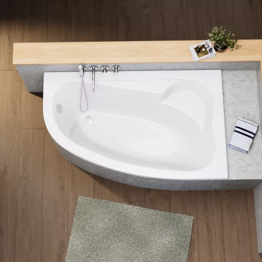 HD Wave 160x100 cm széles aszimmetrikus íves jobbos akril sarokkád