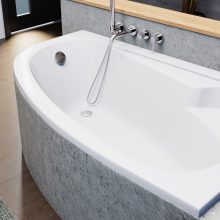 HD Wave 160x100 cm széles aszimmetrikus íves jobbos akril sarokkád