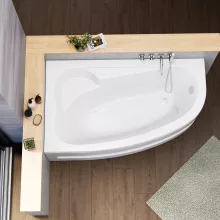 HD Wave 170x100 cm széles aszimmetrikus íves balos akril sarokkád lábbal és előlappal