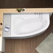 HD Wave 170x100 cm széles aszimmetrikus íves balos akril sarokkád lábbal