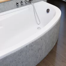 HD Wave 170x100 cm széles aszimmetrikus íves balos akril sarokkád lábbal