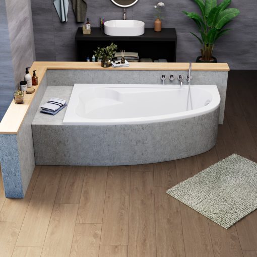 HD Wave 170x100 cm széles aszimmetrikus íves balos akril sarokkád