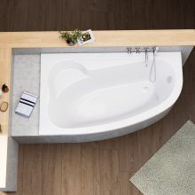 HD Wave 170x100 cm széles aszimmetrikus íves balos akril sarokkád