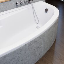 HD Wave 170x100 cm széles aszimmetrikus íves balos akril sarokkád