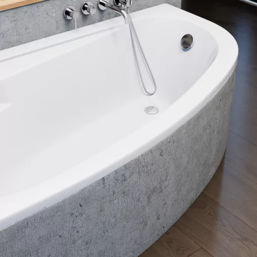 HD Wave 170x100 cm széles aszimmetrikus íves balos akril sarokkád