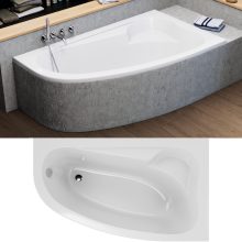 HD Wave 170x100 cm széles aszimmetrikus íves jobbos akril sarokkád lábbal