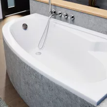 HD Wave 170x100 cm széles aszimmetrikus íves jobbos akril sarokkád lábbal