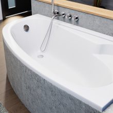 HD Wave 150/160/170 cm széles aszimmetrikus íves akril sarokkád