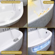 HD Wave 150/160/170 cm széles aszimmetrikus íves akril sarokkád