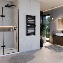 HD Atlas Black 1000x500 mm design törölközőszárító radiátor, matt fekete