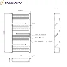 HD Atlas White 1000x500 mm design törölközőszárító radiátor, fényes fehér
