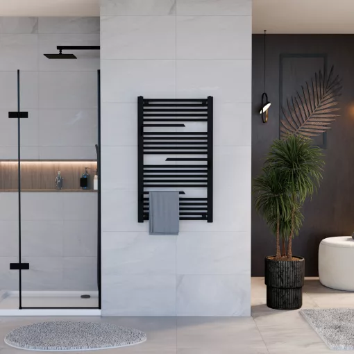 HD Atlas Black 1000x600 mm design törölközőszárító radiátor, matt fekete