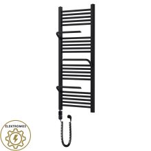 HD Atlas Black 1200x500 mm elektromos design törölközőszárító radiátor 400W-os fűtőpatronnal, matt fekete