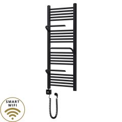   HD Atlas Black 1200x500 mm smart elektromos design törölközőszárító radiátor 400W-os wifi-s fűtőpatronnal, matt fekete