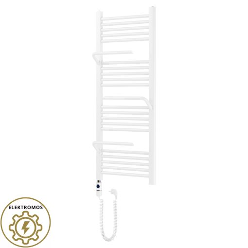 HD Atlas White 1200x500 mm elektromos design törölközőszárító radiátor 400W-os fűtőpatronnal, fényes fehér