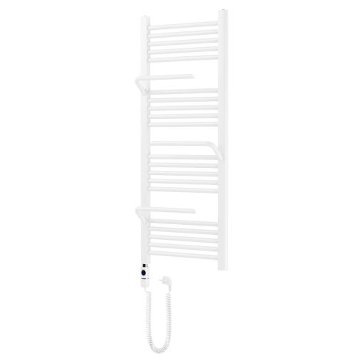 HD Atlas White 1200x500 mm elektromos design törölközőszárító radiátor 400W-os fűtőpatronnal, fényes fehér