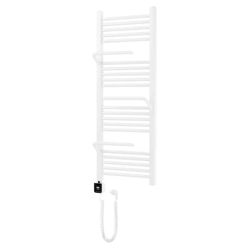 HD Atlas White 1200x500 mm smart elektromos design törölközőszárító radiátor 400W-os wifi-s fűtőpatronnal, fényes fehér