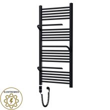 HD Atlas Black 1200x600 mm elektromos design törölközőszárító radiátor 400W-os fűtőpatronnal, matt fekete