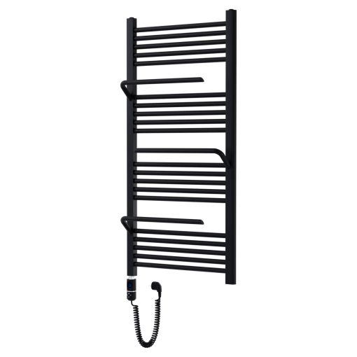 HD Atlas Black 1200x600 mm elektromos design törölközőszárító radiátor 400W-os fűtőpatronnal, matt fekete