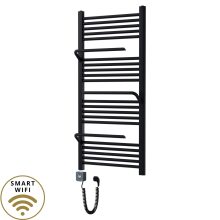 HD Atlas Black 1200x600 mm smart elektromos design törölközőszárító radiátor 400W-os wifi-s fűtőpatronnal, matt fekete