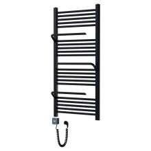 HD Atlas Black 1200x600 mm smart elektromos design törölközőszárító radiátor 400W-os wifi-s fűtőpatronnal, matt fekete