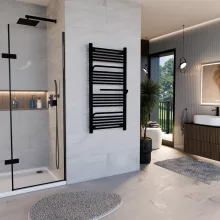 HD Atlas Black 1200x600 mm design törölközőszárító radiátor, matt fekete