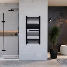 HD Atlas Black 1200x600 mm design törölközőszárító radiátor, matt fekete