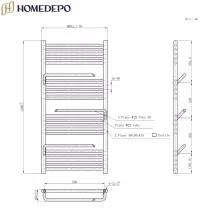 HD Atlas White 1200x600 mm design törölközőszárító radiátor, fényes fehér