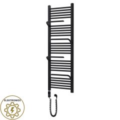   HD Atlas Black 1400x500 mm elektromos design törölközőszárító radiátor 400W-os fűtőpatronnal, matt fekete