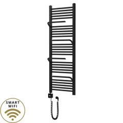   HD Atlas Black 1400x500 mm smart elektromos design törölközőszárító radiátor 400W-os wifi-s fűtőpatronnal, matt fekete