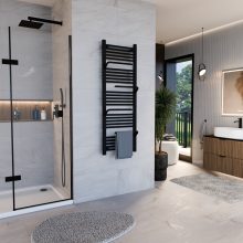 HD Atlas Black 1400x500 mm design törölközőszárító radiátor, matt fekete