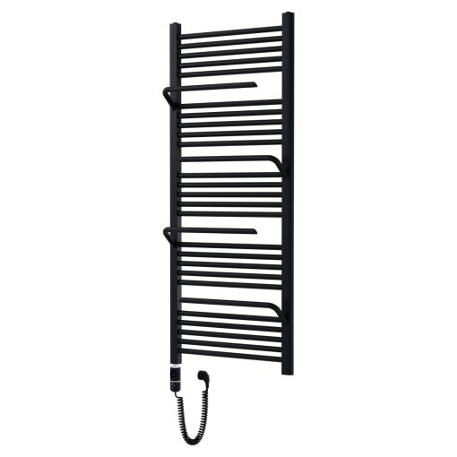 HD Atlas Black 1400x600 mm elektromos design törölközőszárító radiátor 400W-os fűtőpatronnal, matt fekete