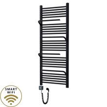 HD Atlas Black 1400x600 mm smart elektromos design törölközőszárító radiátor 400W-os wifi-s fűtőpatronnal, matt fekete