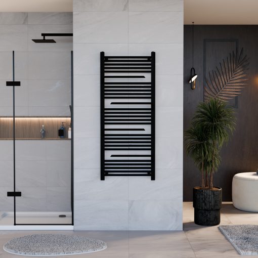 HD Atlas Black 1400x600 mm design törölközőszárító radiátor, matt fekete