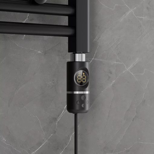 HD Atlas Black 1600x500 mm elektromos design törölközőszárító radiátor 400W-os fűtőpatronnal, matt fekete