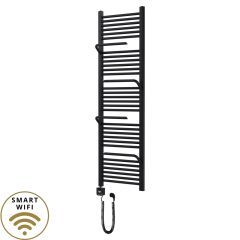   HD Atlas Black 1600x500 mm smart elektromos design törölközőszárító radiátor 400W-os wifi-s fűtőpatronnal, matt fekete