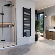 HD Atlas Black 1600x500 mm design törölközőszárító radiátor, matt fekete